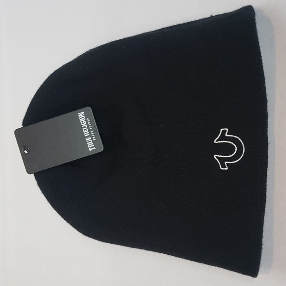 True Religion NWT Men's Outline HS Knit Beanie, Black, One Size - Picture 1 of 6